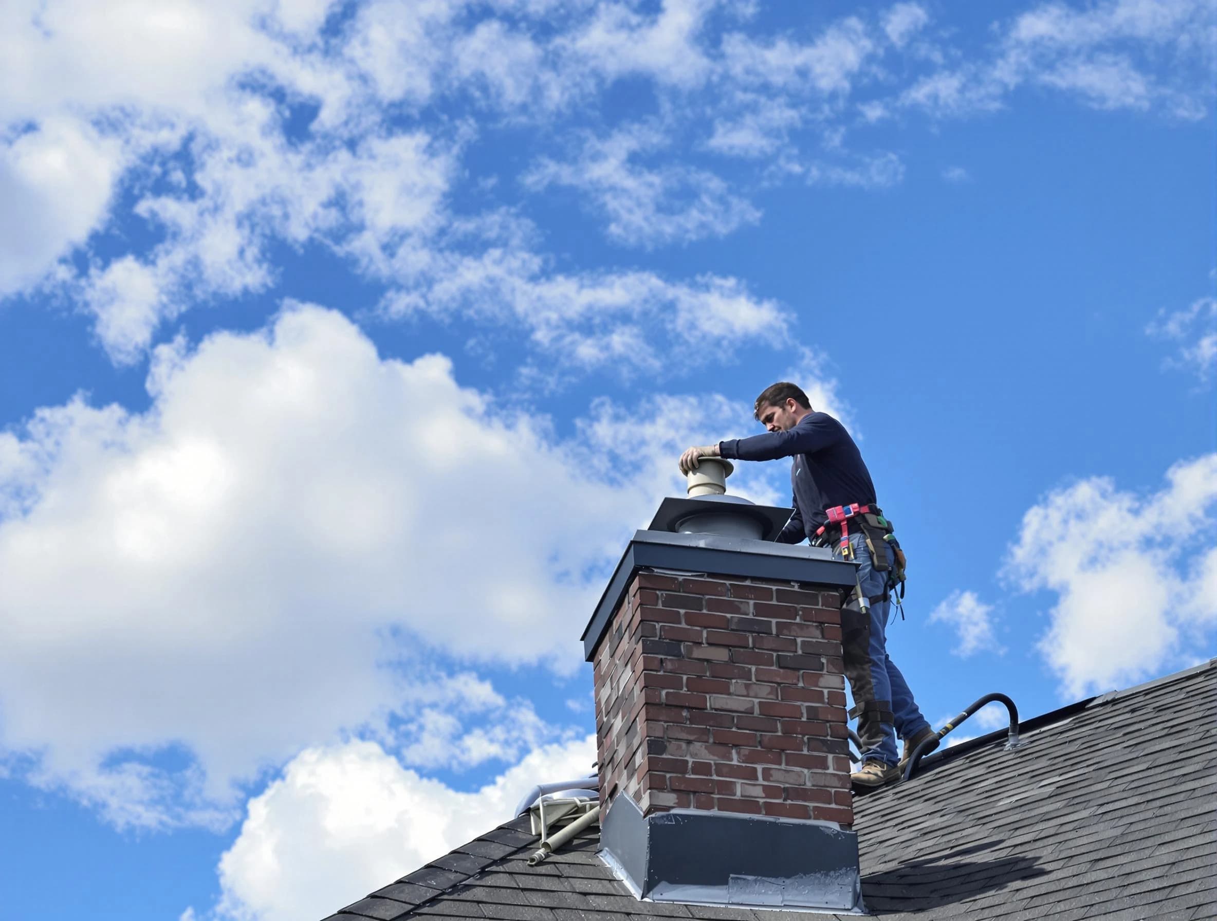 Chelsea Chimney Sweep installing a sturdy chimney cap in Chelsea, AL
