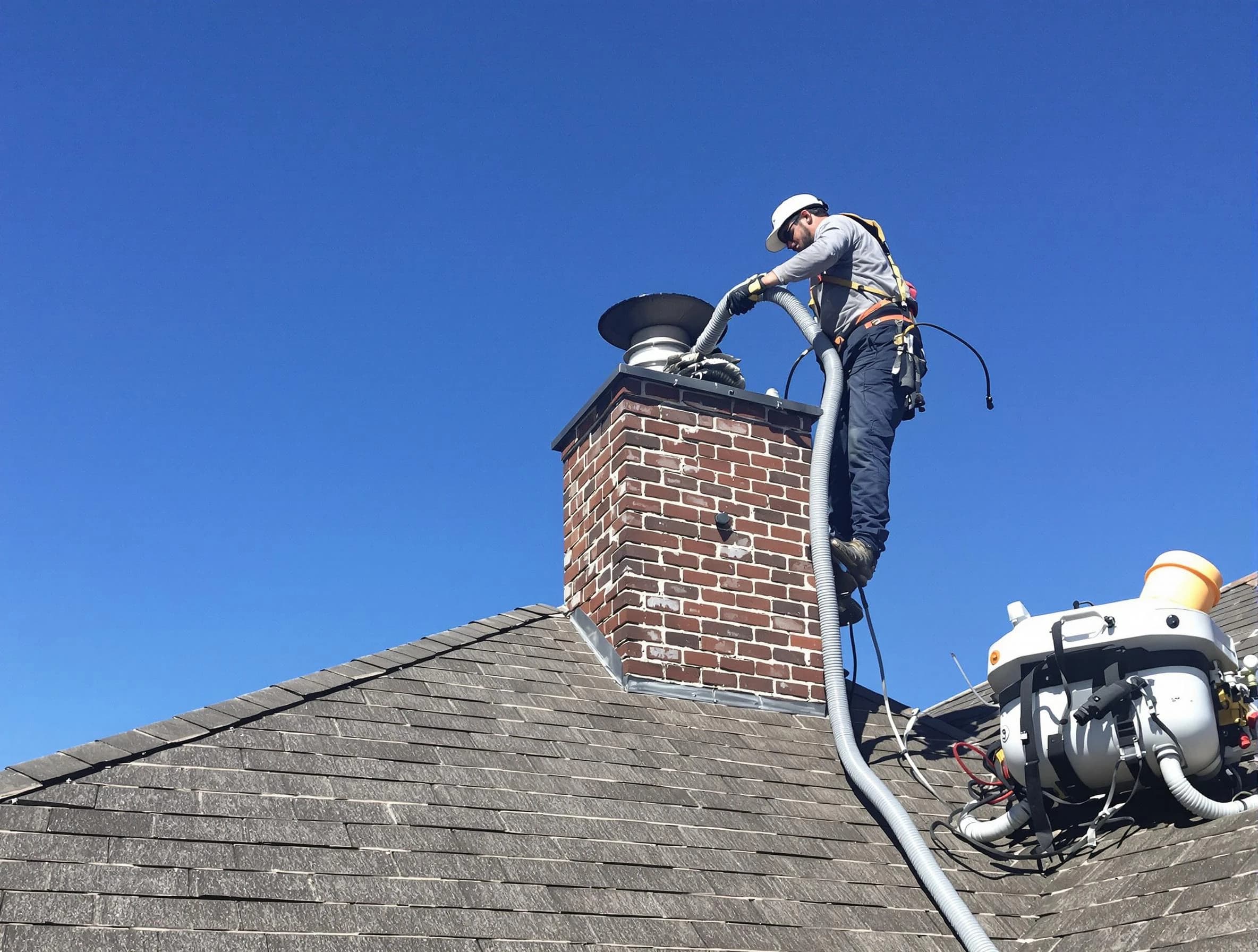 Dedicated Chelsea Chimney Sweep team member cleaning a chimney in Chelsea, AL