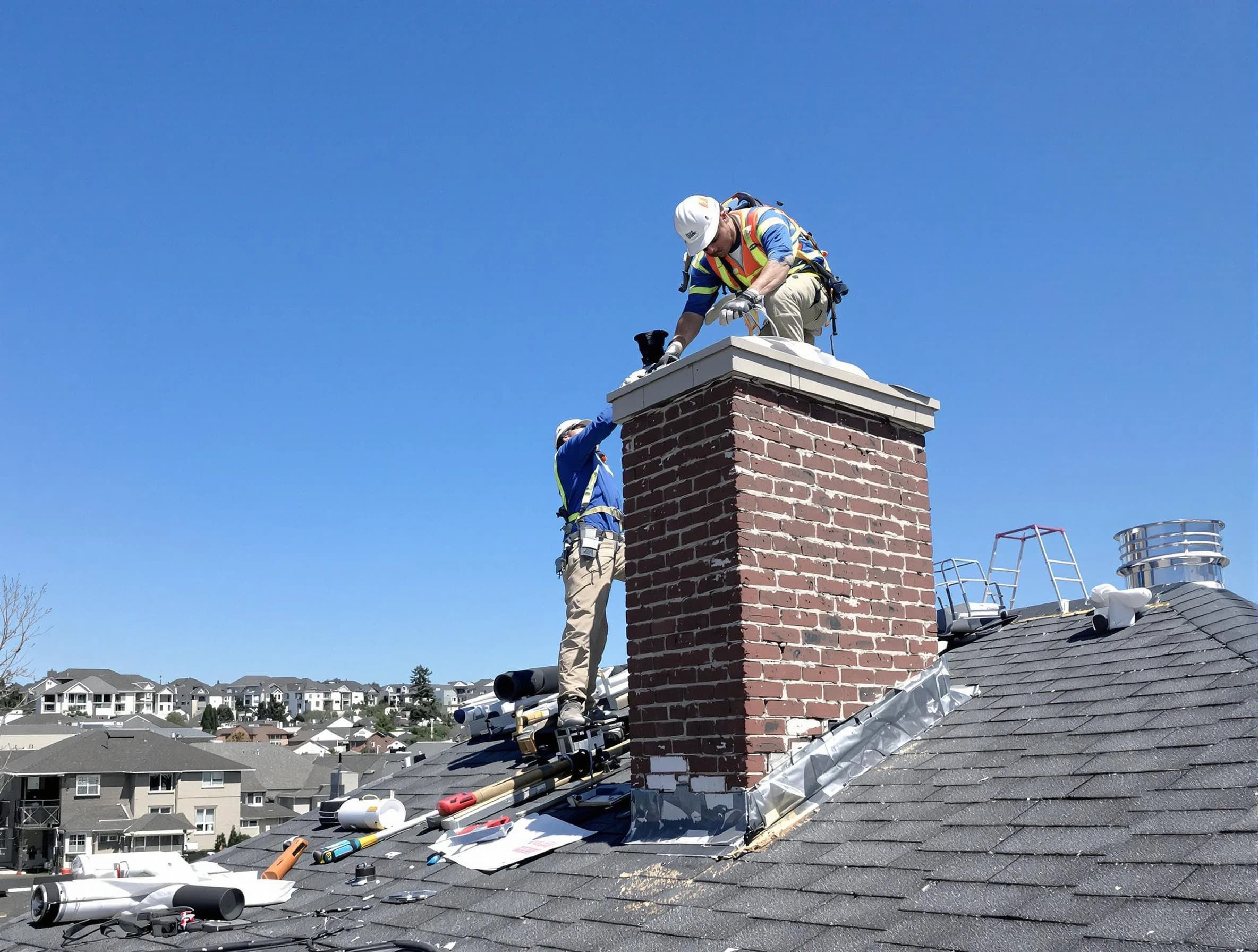 Chelsea Chimney Sweep repairing a chimney crown in Chelsea, AL