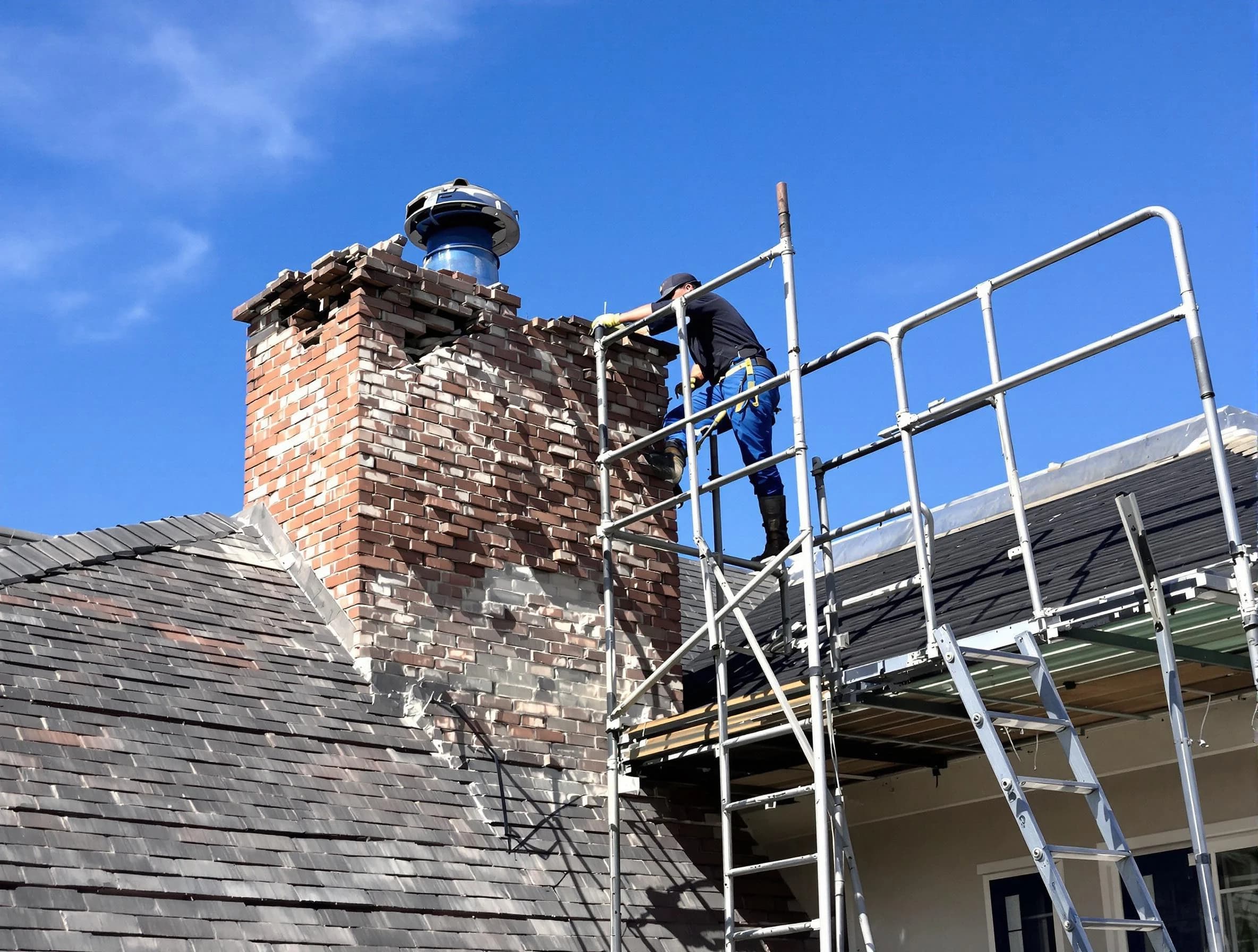 Rebuilding a chimney structure by Chelsea Chimney Sweep in Chelsea, AL