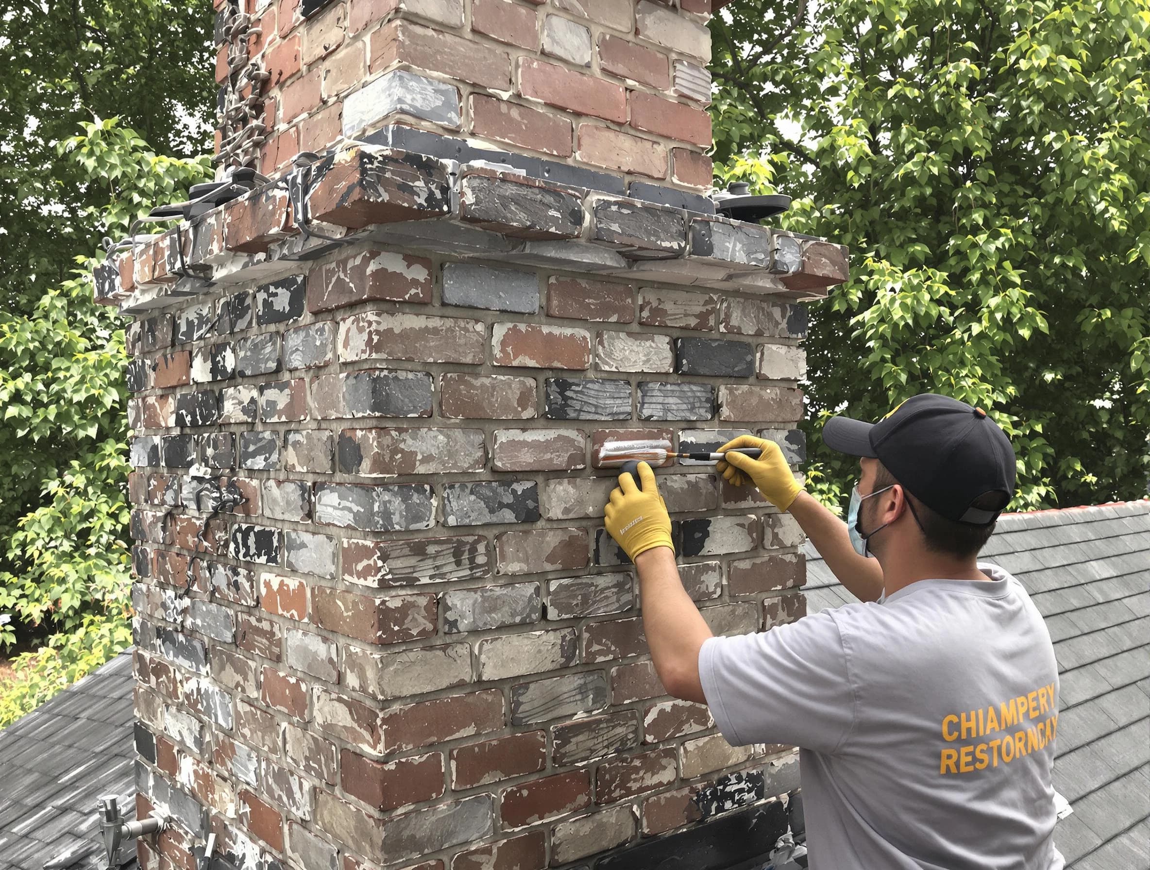 In-progress chimney restoration by Chelsea Chimney Sweep in Chelsea, AL