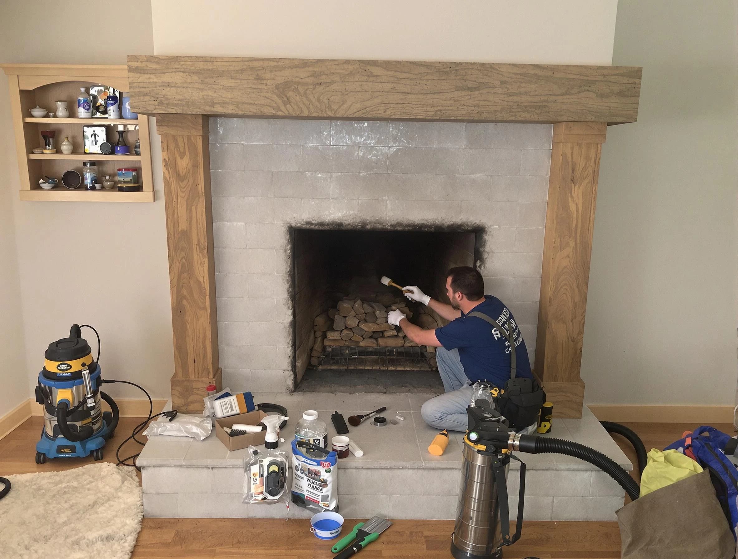 Detailed creosote removal process by Chelsea Chimney Sweep in Chelsea, AL