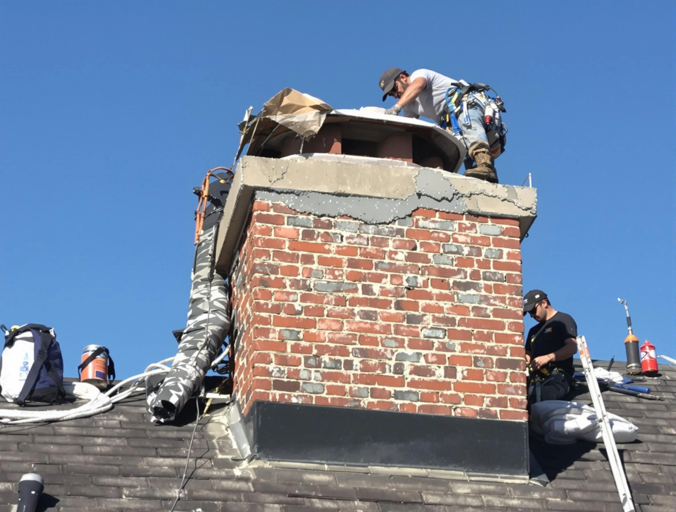 Chelsea Chimney Sweep installing a custom chimney crown in Chelsea, AL