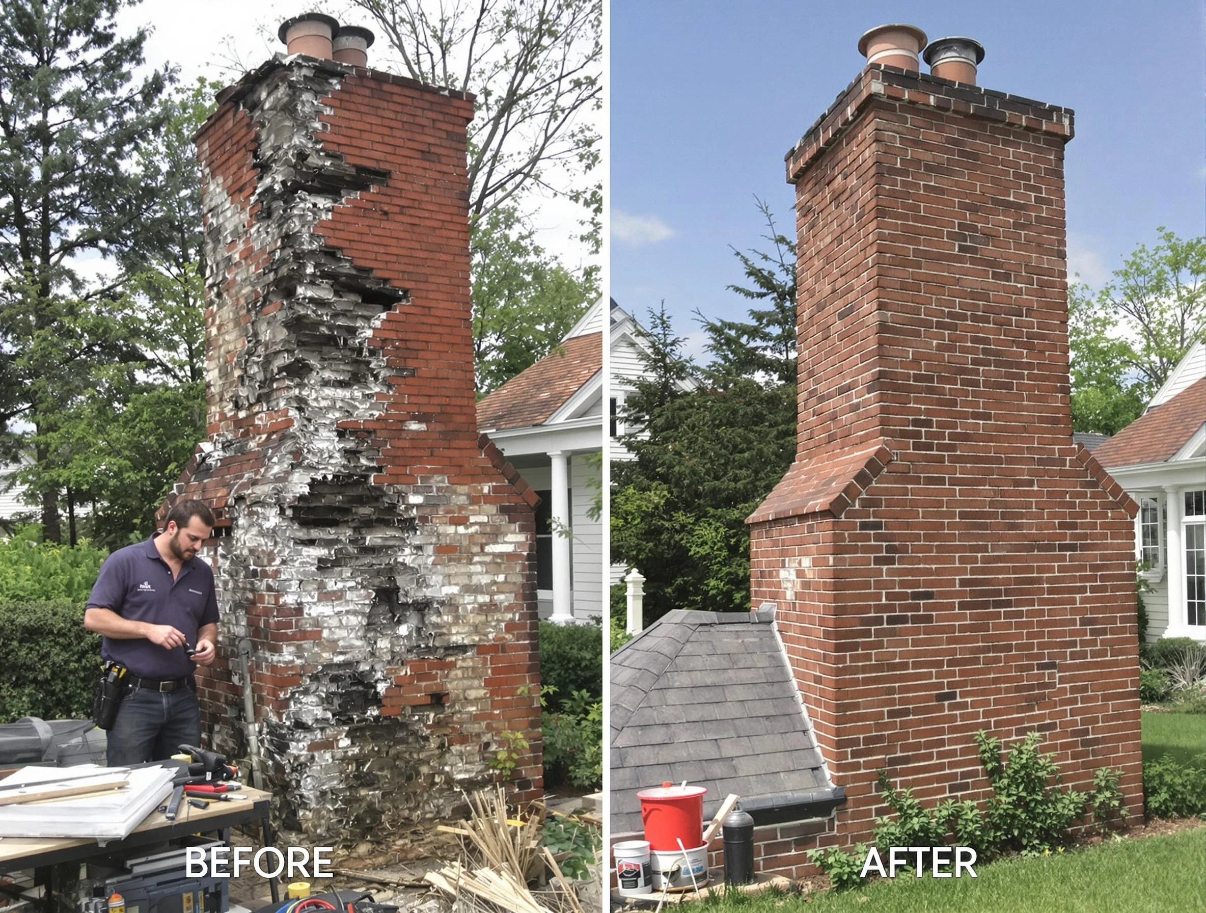 Chelsea Chimney Sweep performing a full chimney restoration in Chelsea, AL