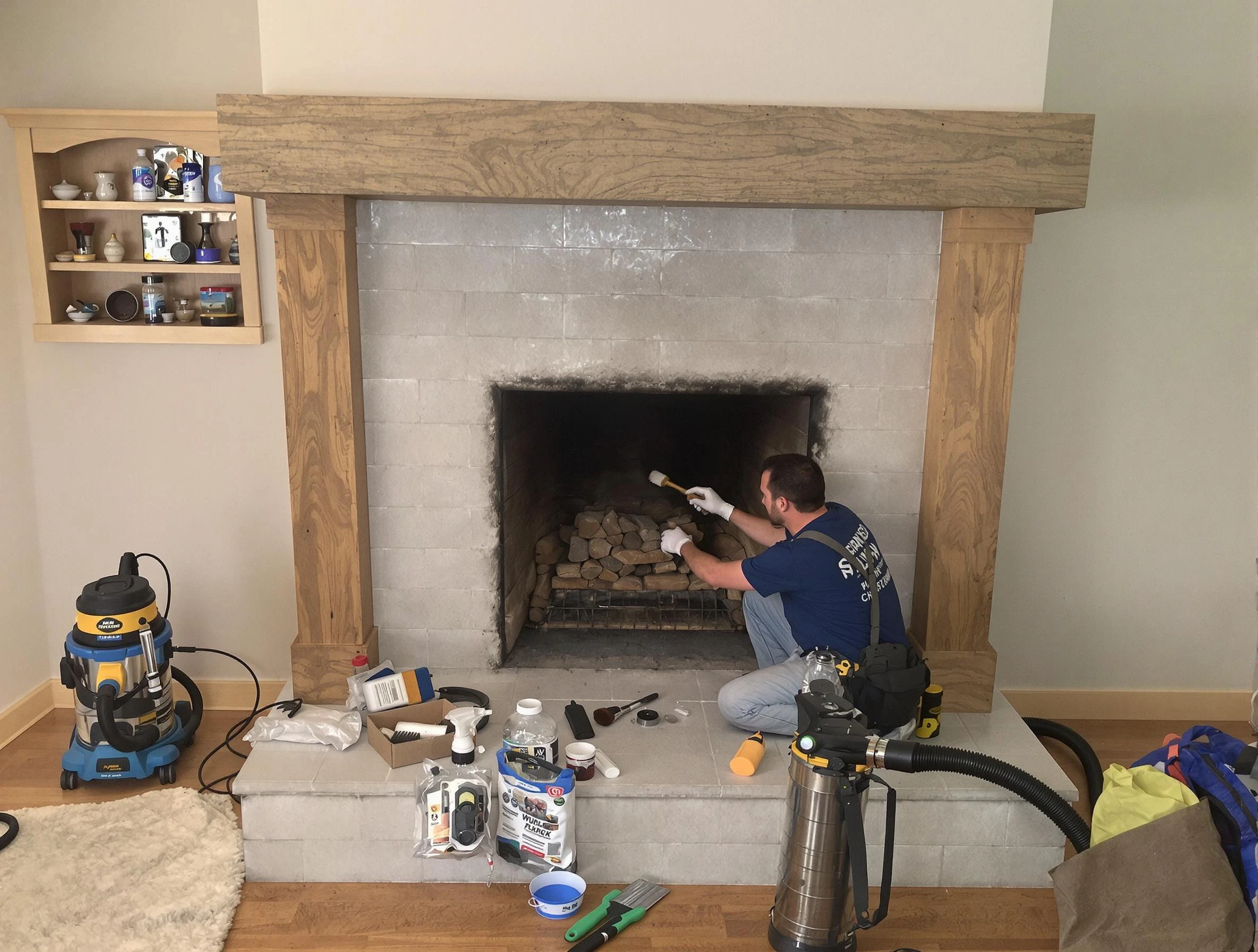 Detailed creosote removal process by Chelsea Chimney Sweep in Chelsea, AL