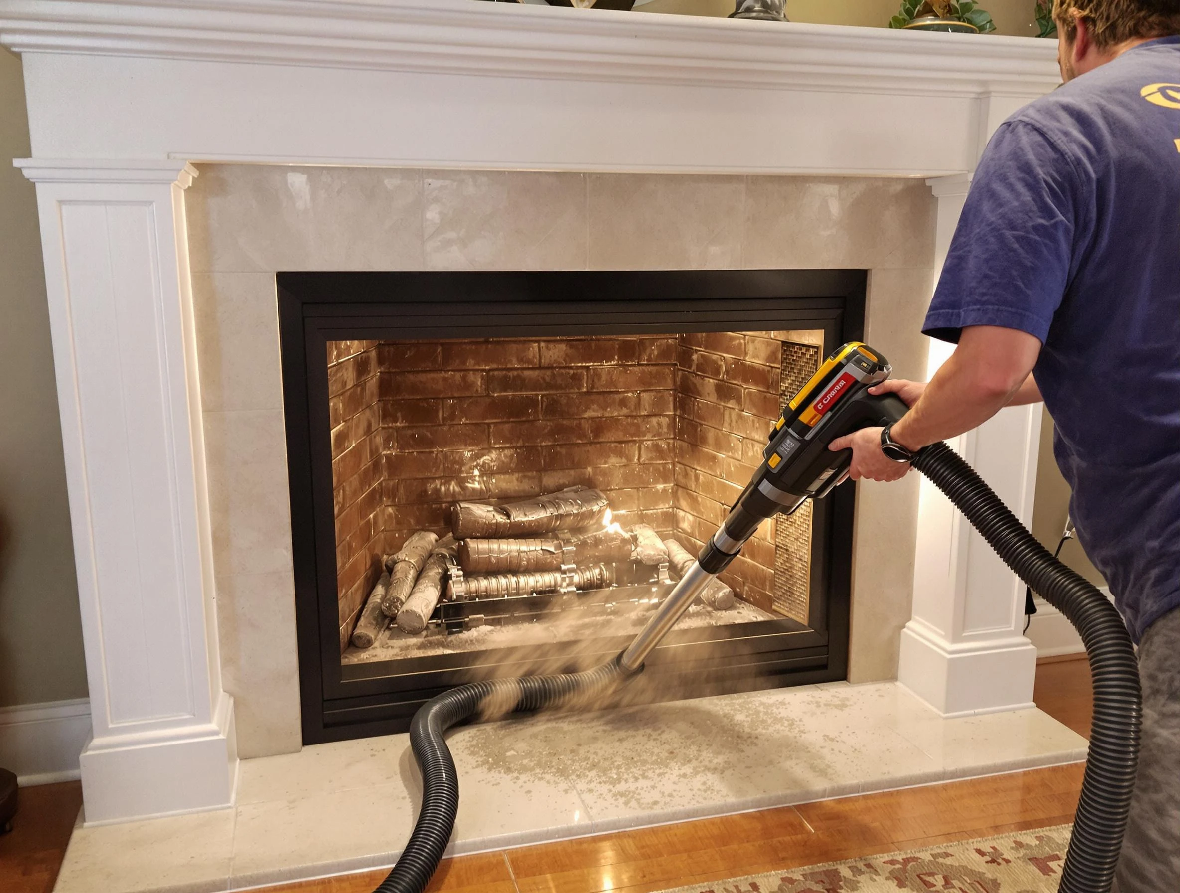 Fireplace cleaning performed by Chelsea Chimney Sweep in Chelsea, AL